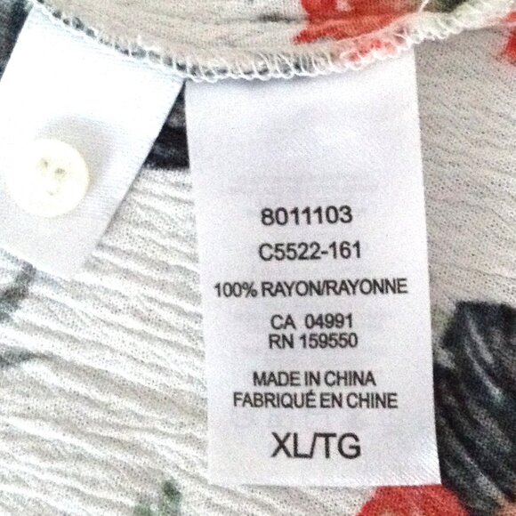 Hilary Radley Women's Floral Button Down Shirt 3/4 Sleeve Tunic Stretchy Size XL - Picture 9 of 9